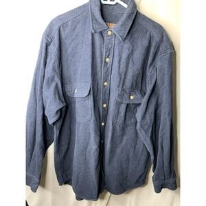 Mens‎ XL Moose Creek Outdoors Thick Blue Button Down Flannel Shirt Long Sleeve